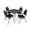 Kee Kee Square Table & Chair Set, Wood, Metal, Vinyl Top, Grey TB3636GYBPCM29BK - alternate 1